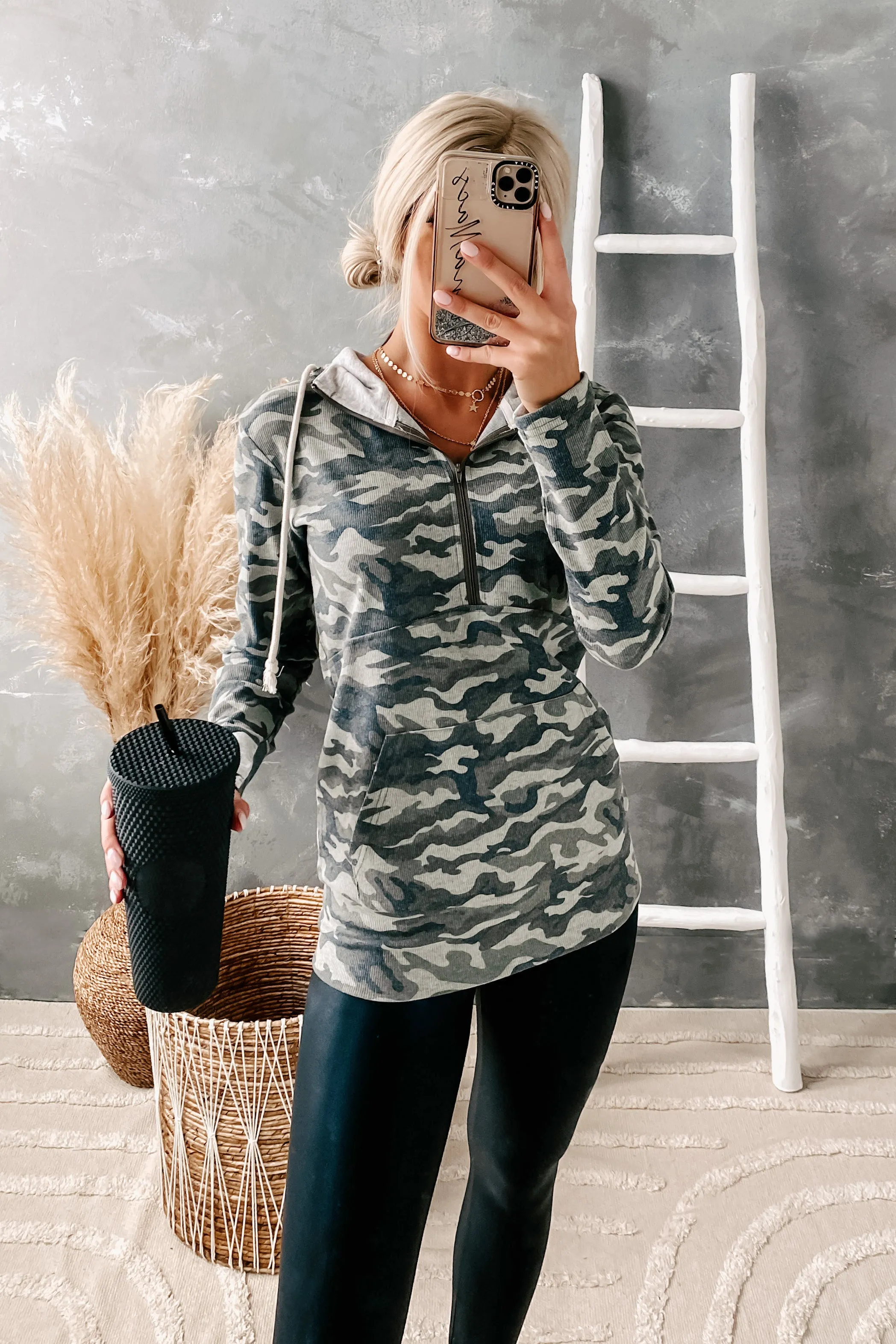 Follow In Your Steps Quarter Zip Hoodie (Camo)