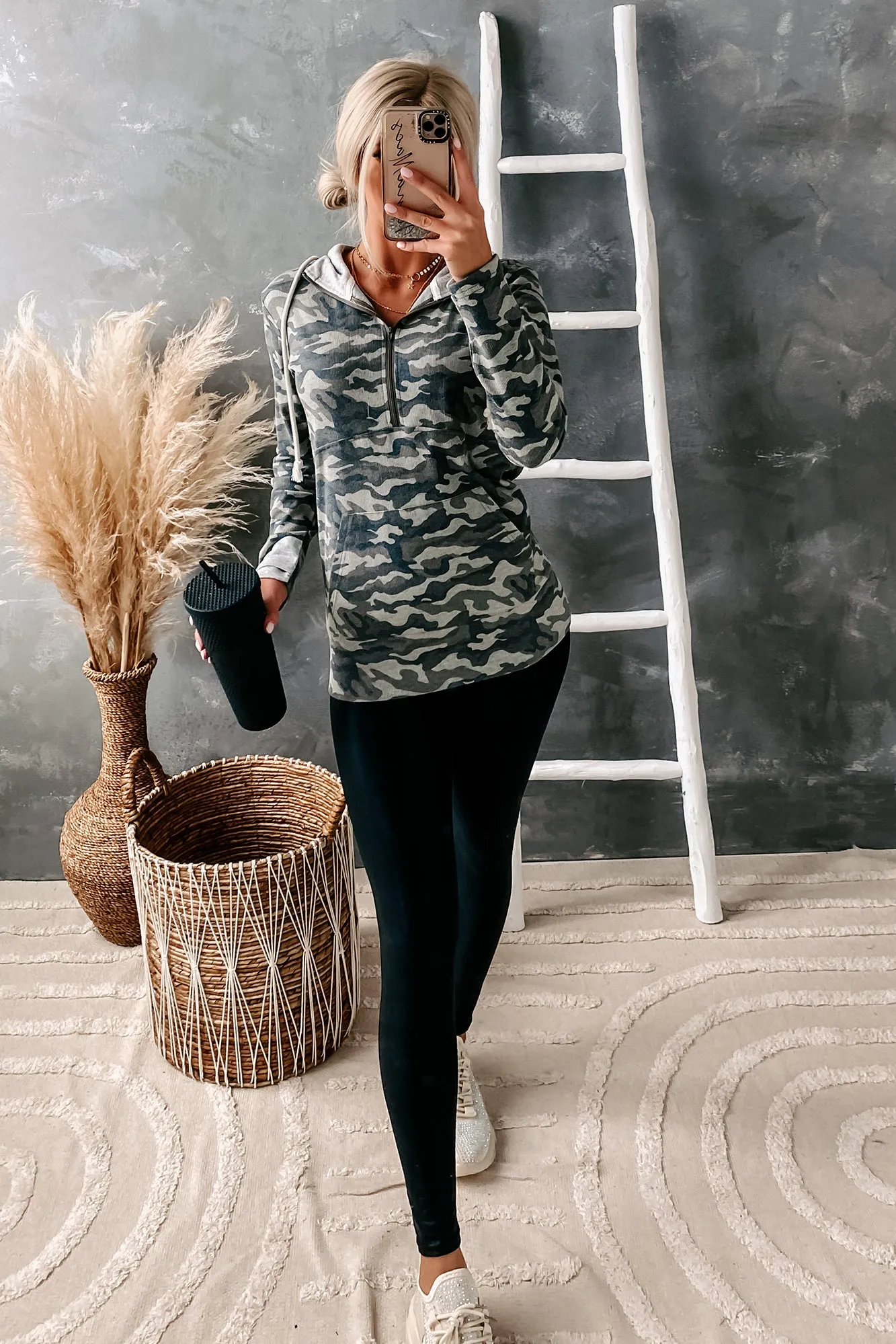 Follow In Your Steps Quarter Zip Hoodie (Camo)