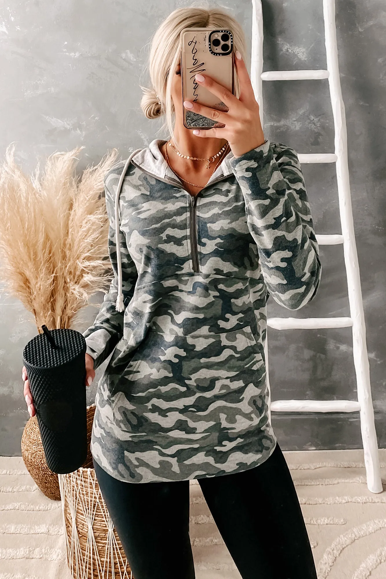 Follow In Your Steps Quarter Zip Hoodie (Camo)
