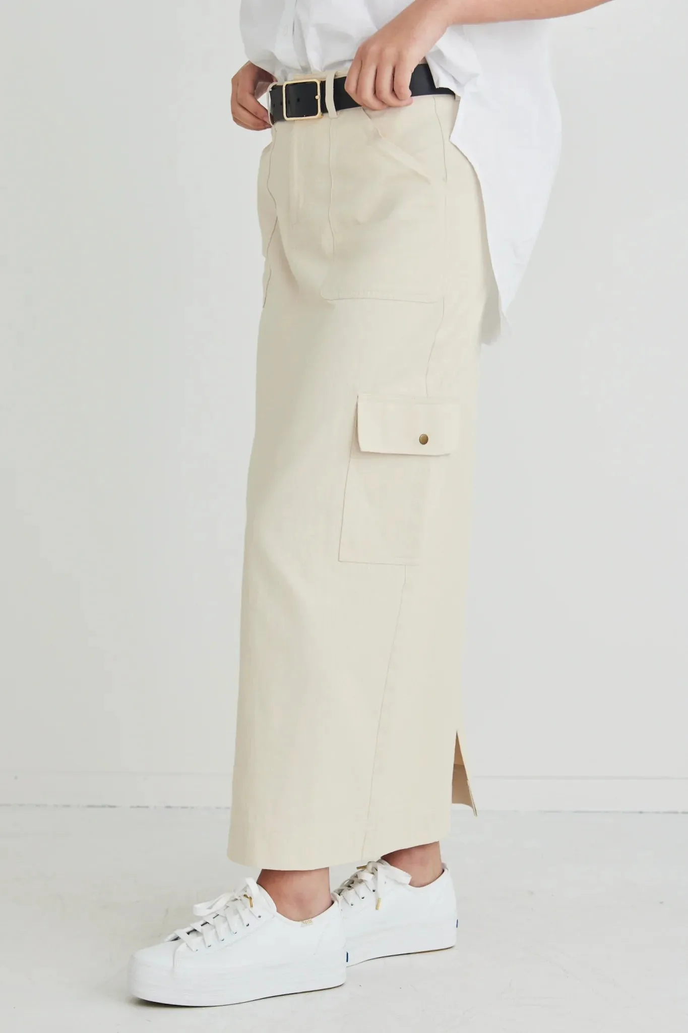 Frank Cotton Utility Skirt Ivory