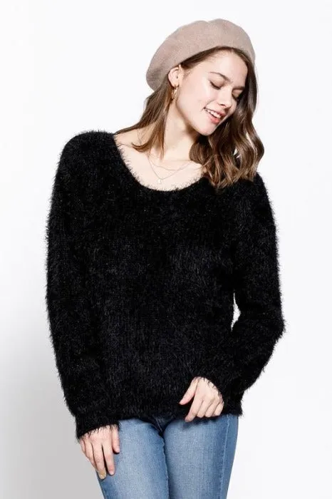 Fuzzy Metallic Sweater - Assorted Colors