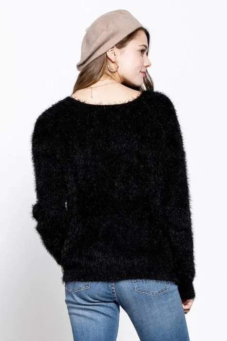 Fuzzy Metallic Sweater - Assorted Colors