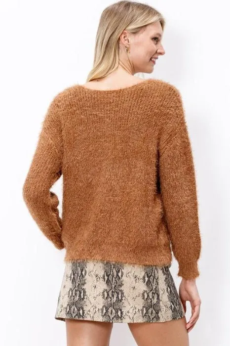 Fuzzy Metallic Sweater - Assorted Colors
