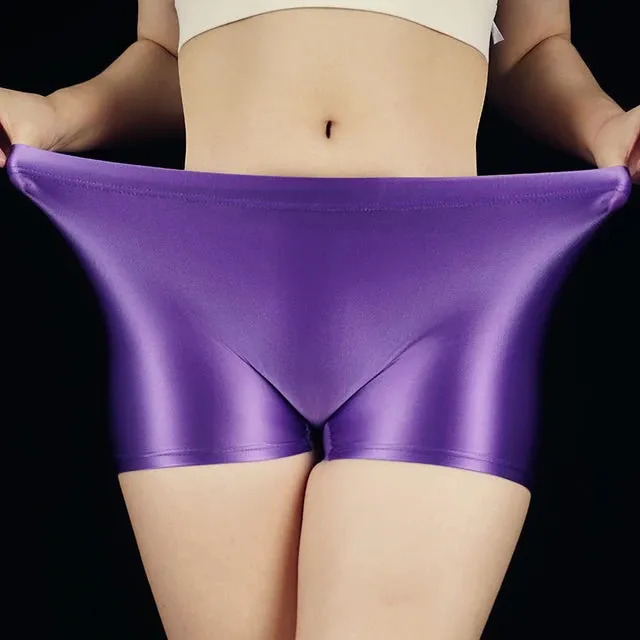 Glossy Oily Elastic Waist Boxer