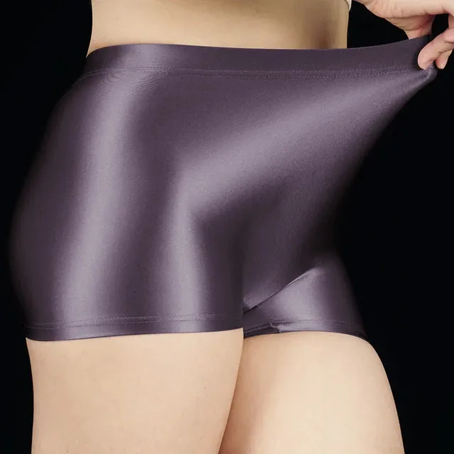 Glossy Oily Elastic Waist Boxer