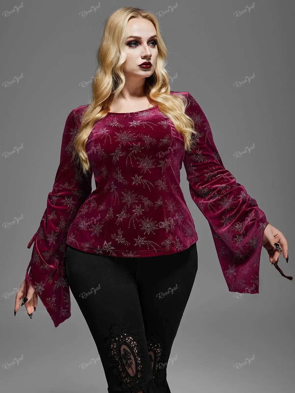 Gothic Samt T-Shirt Blusen