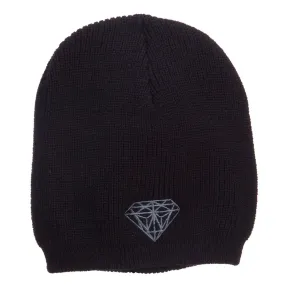 Grey Diamond Embroidered Rib Beanie
