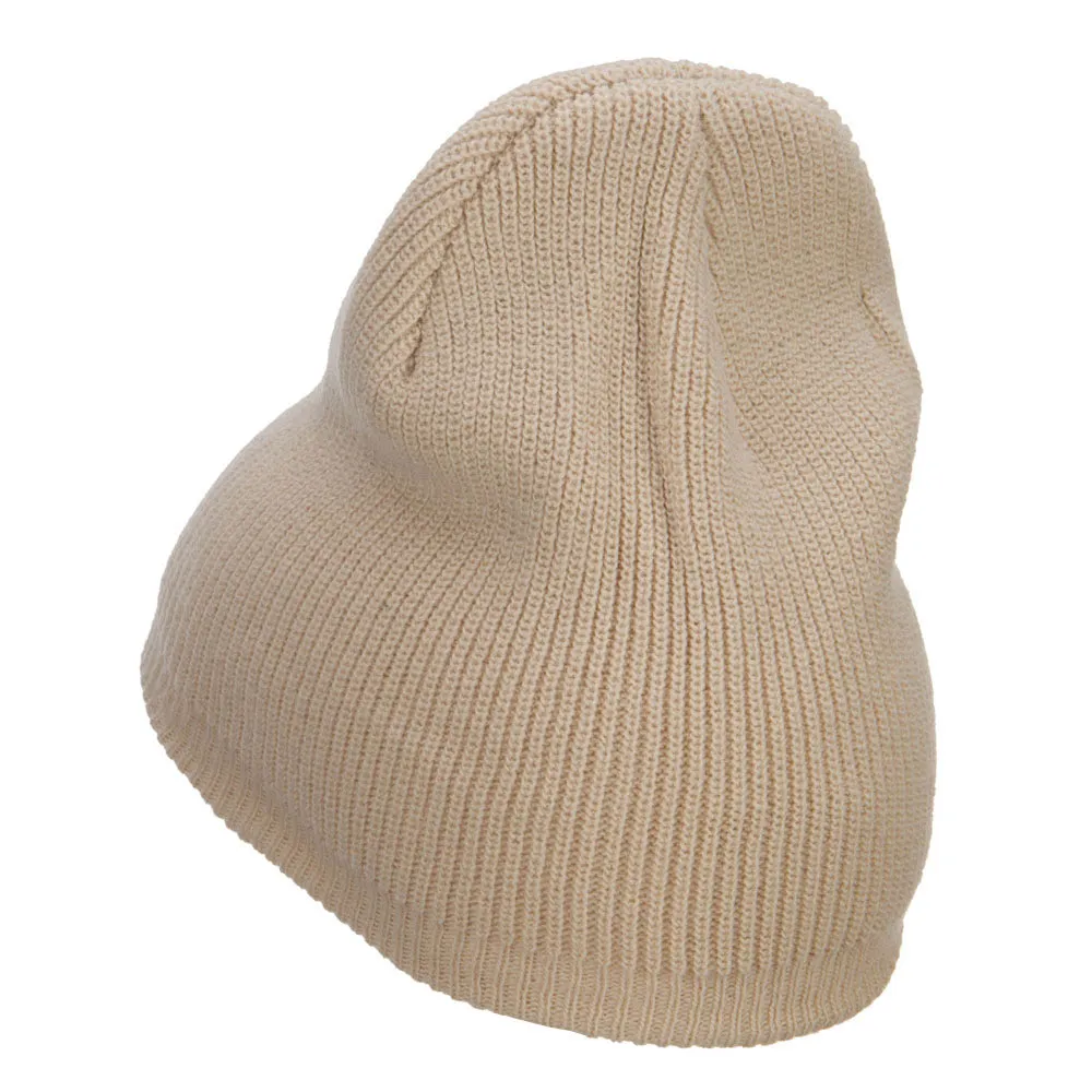 Grey Diamond Embroidered Rib Beanie