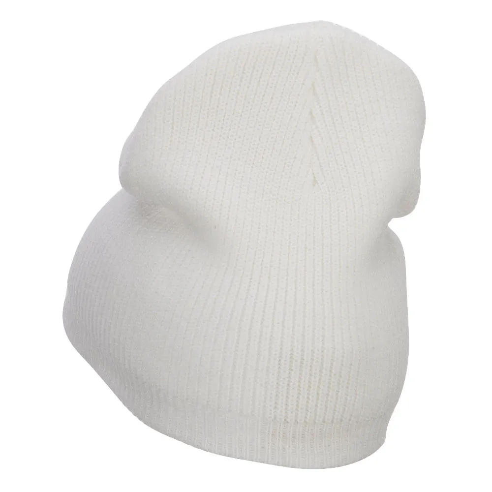 Grey Diamond Embroidered Rib Beanie