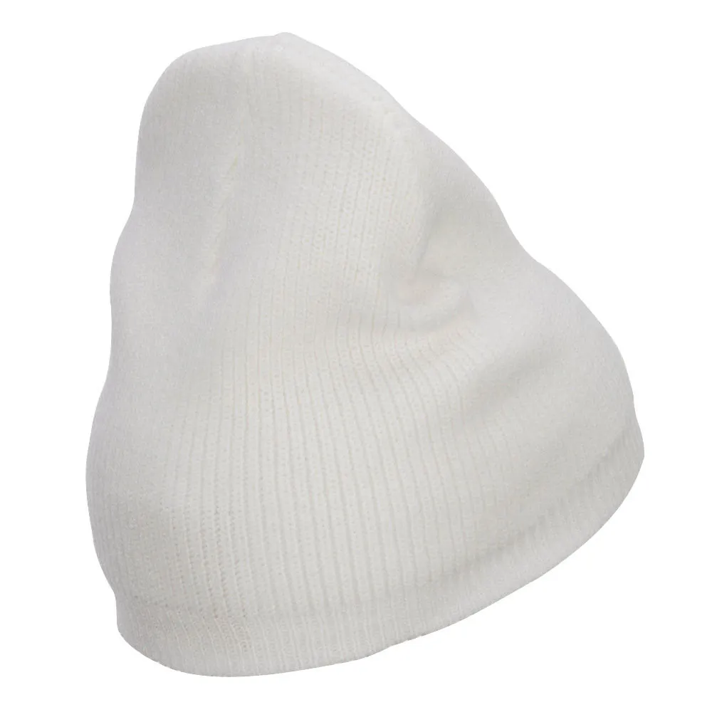 Grey Diamond Embroidered Rib Beanie