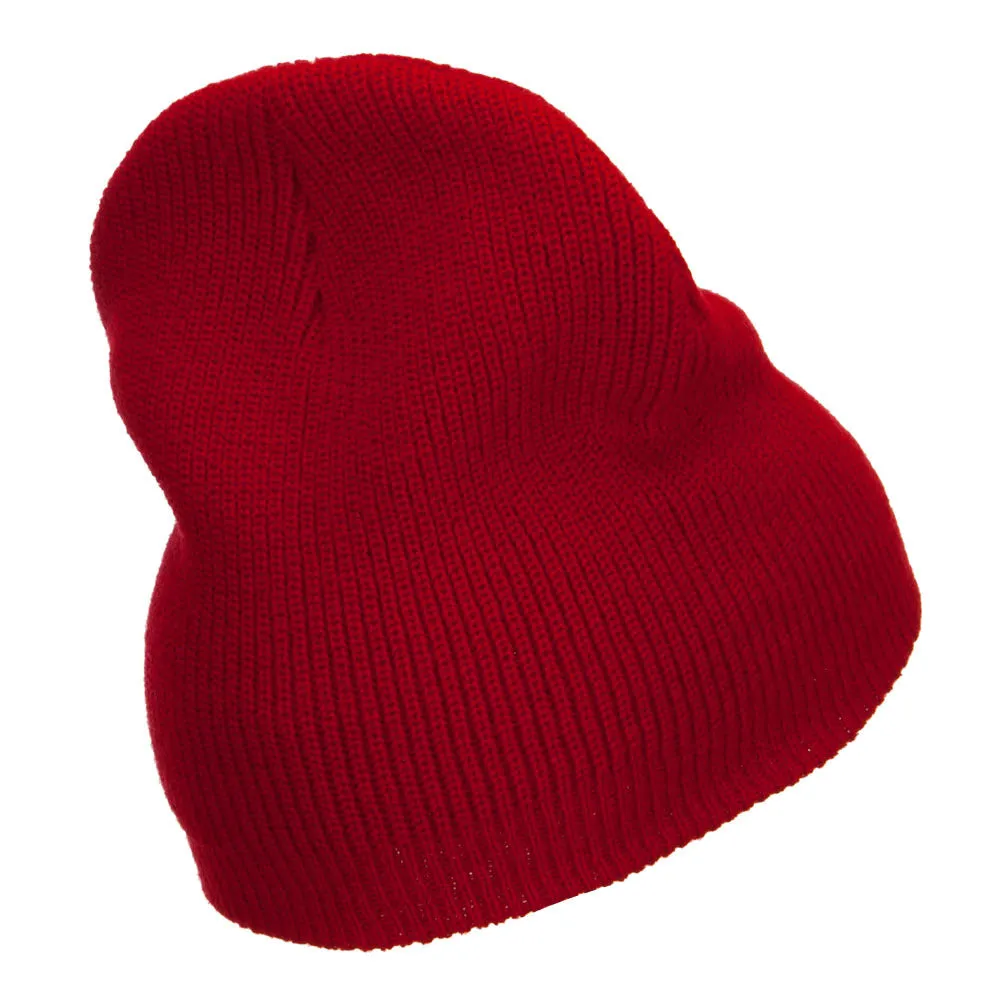 Grey Diamond Embroidered Rib Beanie