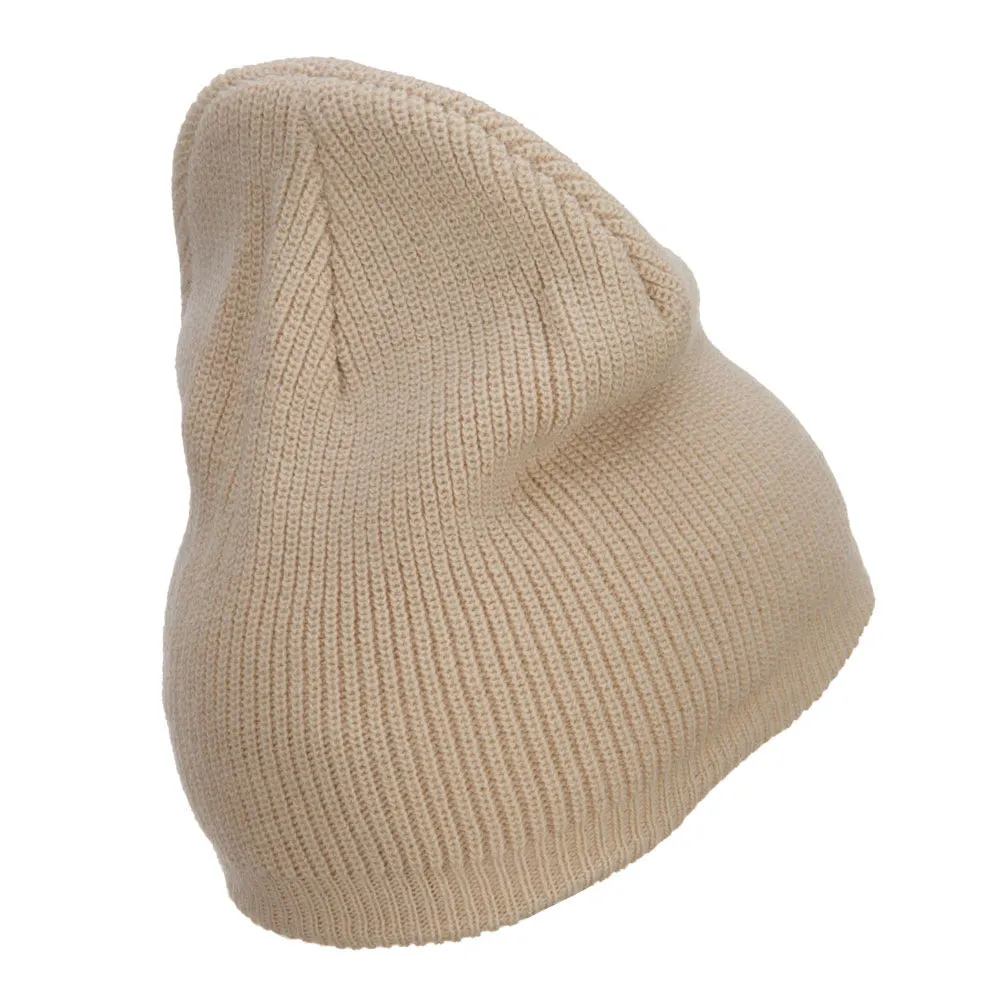 Grey Diamond Embroidered Rib Beanie