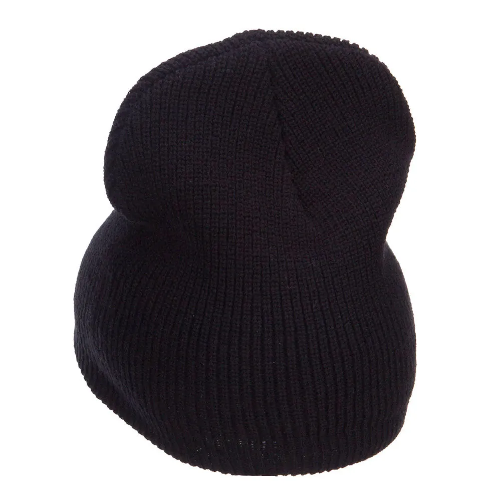Grey Diamond Embroidered Rib Beanie