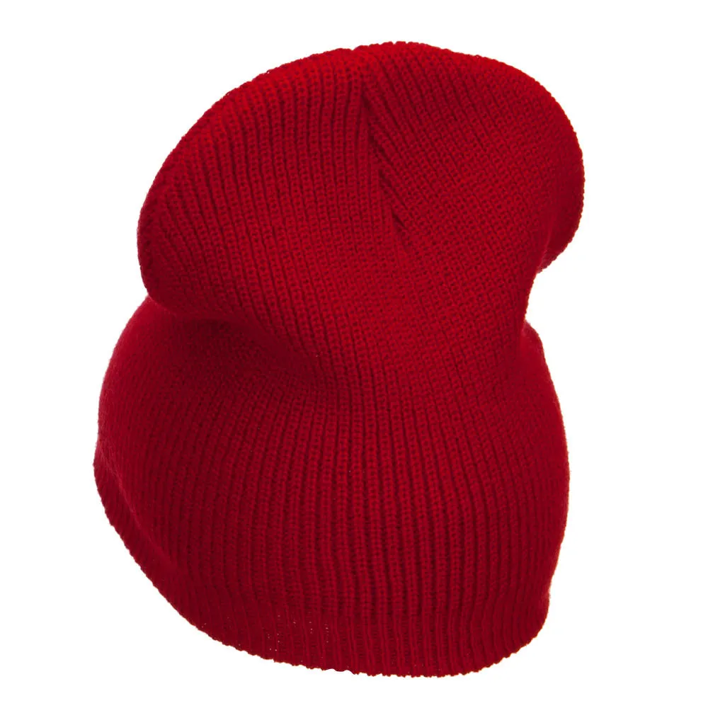 Grey Diamond Embroidered Rib Beanie