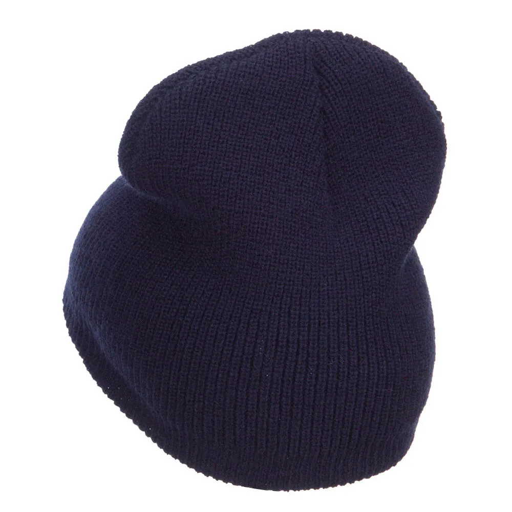 Grey Diamond Embroidered Rib Beanie