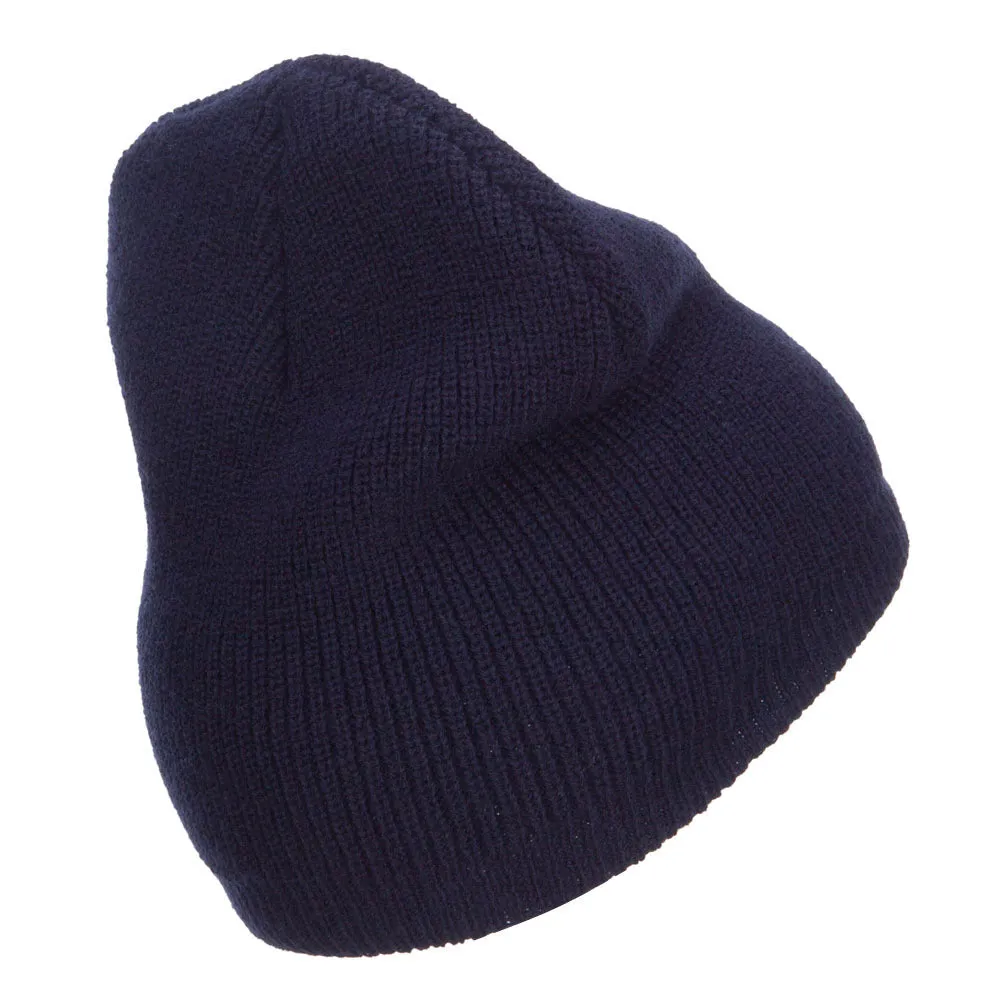 Grey Diamond Embroidered Rib Beanie