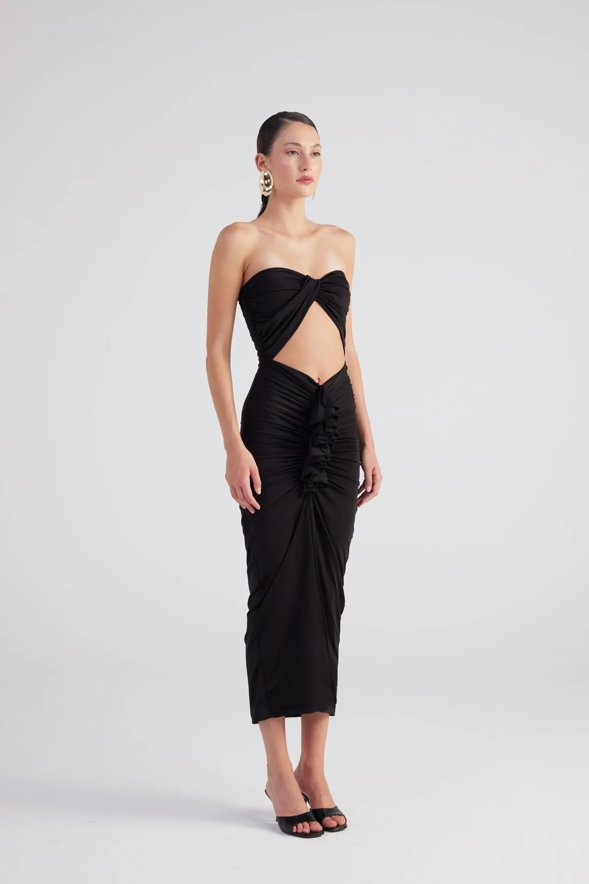 Hailey Strapless Cut Out Dress Black
