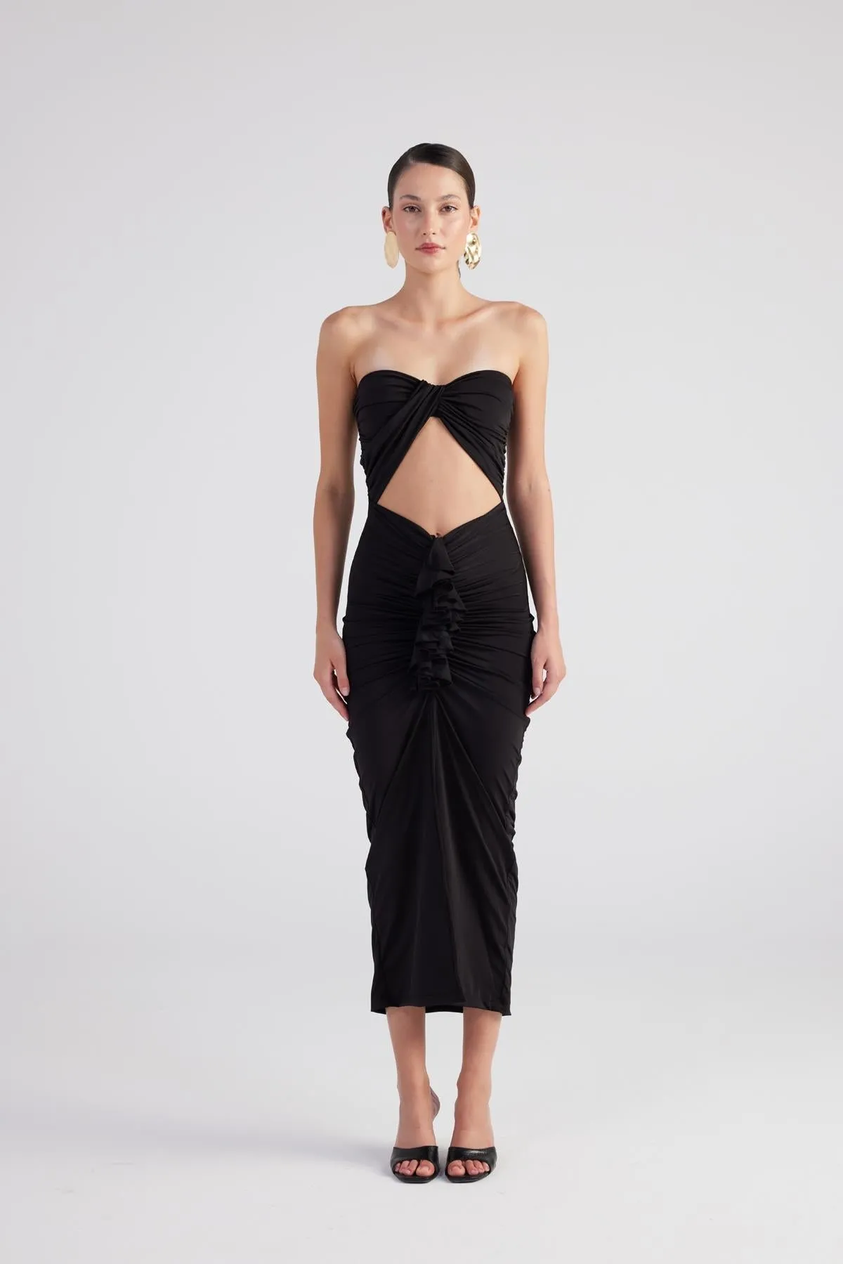 Hailey Strapless Cut Out Dress Black