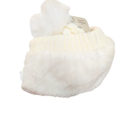 Hat Children's Beanie with Pom Pom Fleece lined White Black or Grey