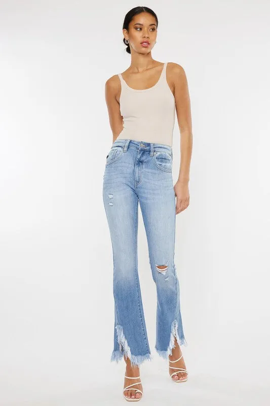 High Rise Bootcut Fray Hem Jean