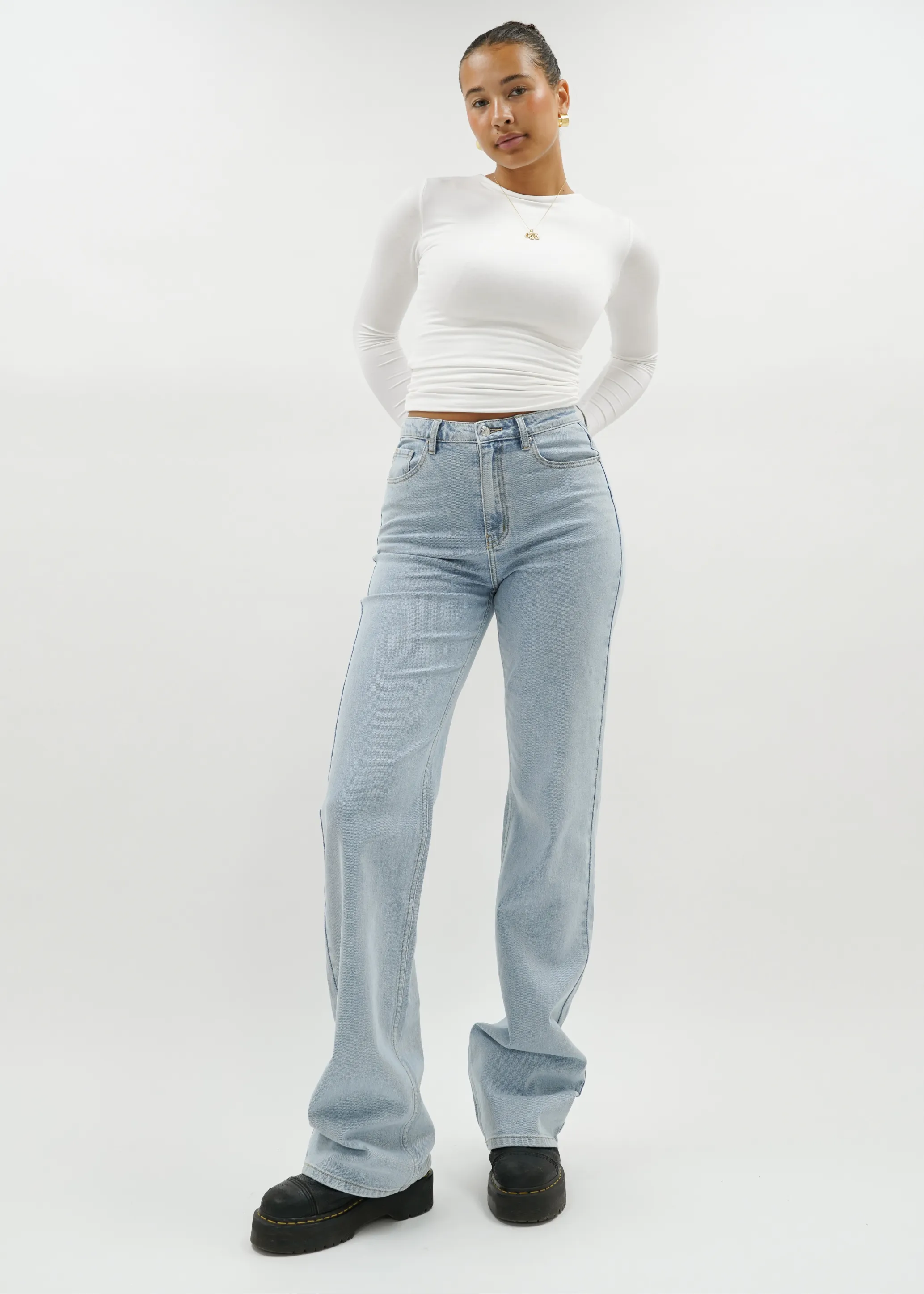 High waist wide leg jeans light blue (TALL)