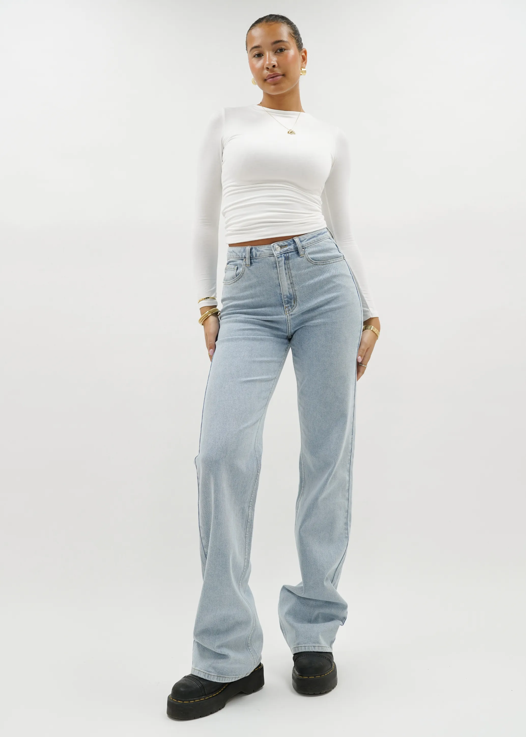 High waist wide leg jeans light blue (TALL)