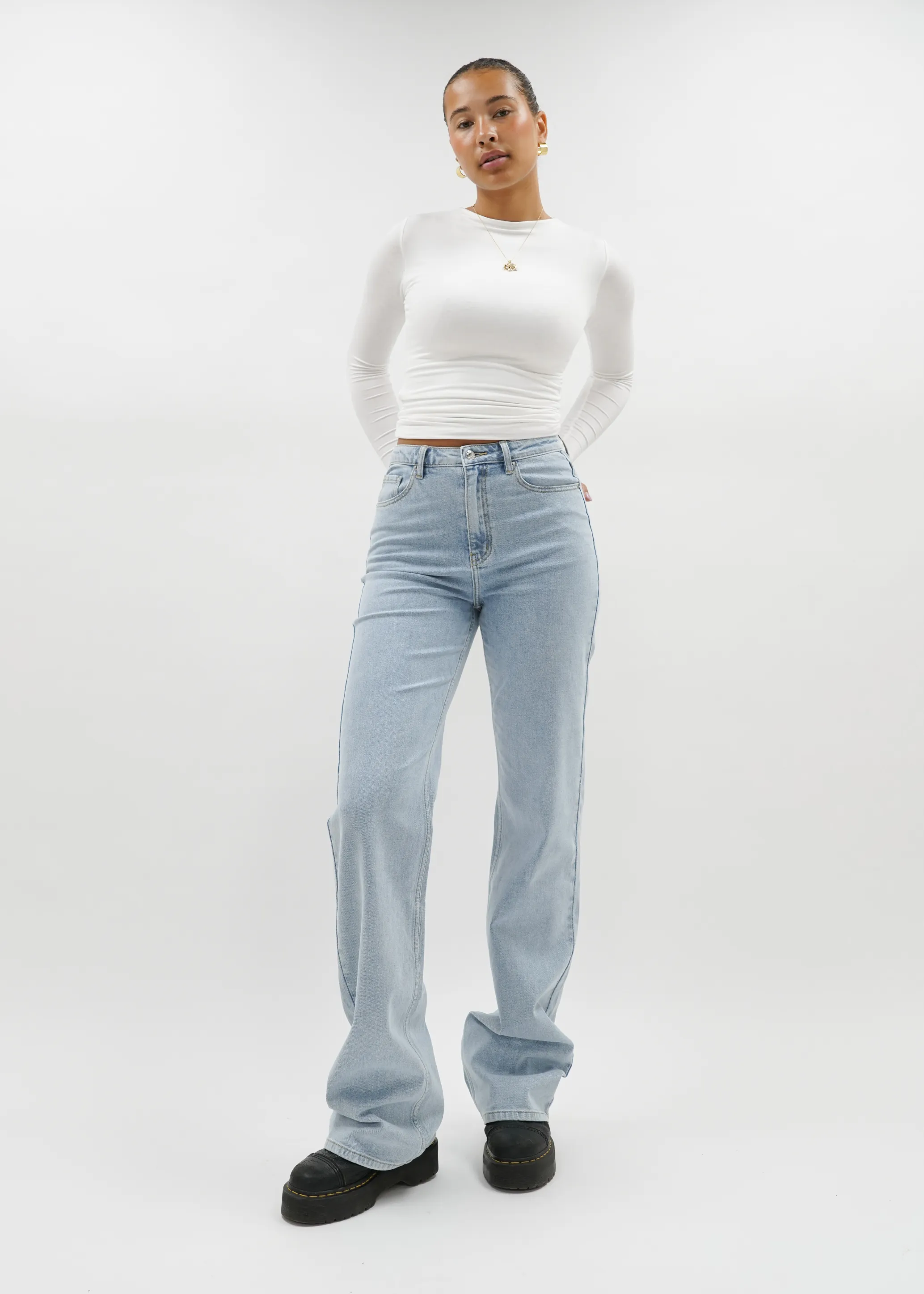 High waist wide leg jeans light blue (TALL)