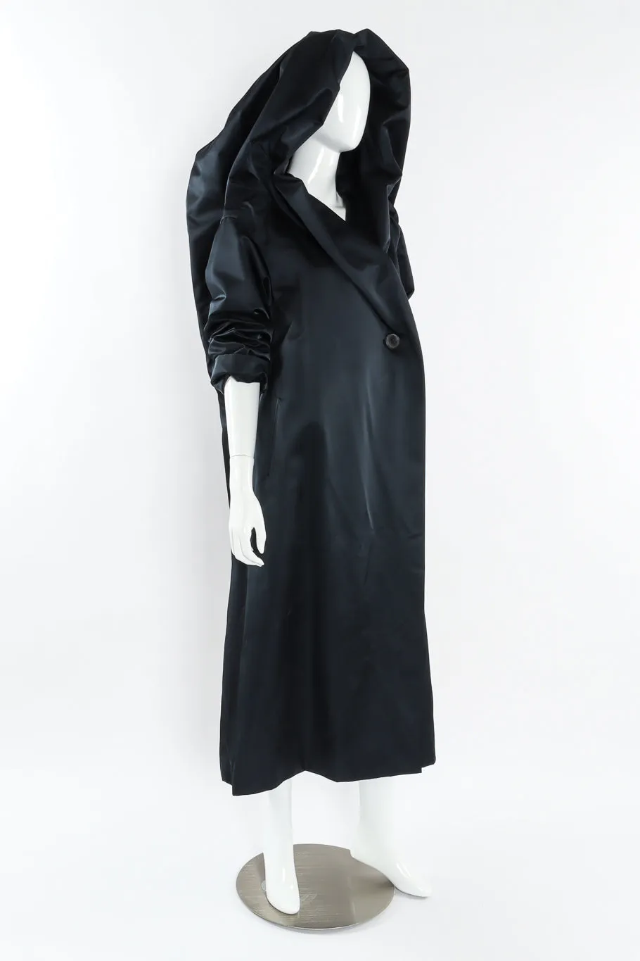 Hooded Satin Overcoat