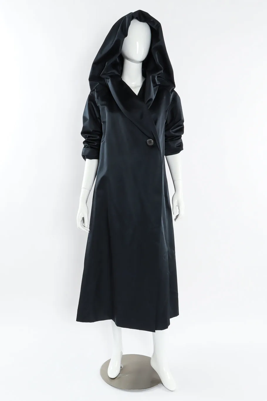 Hooded Satin Overcoat