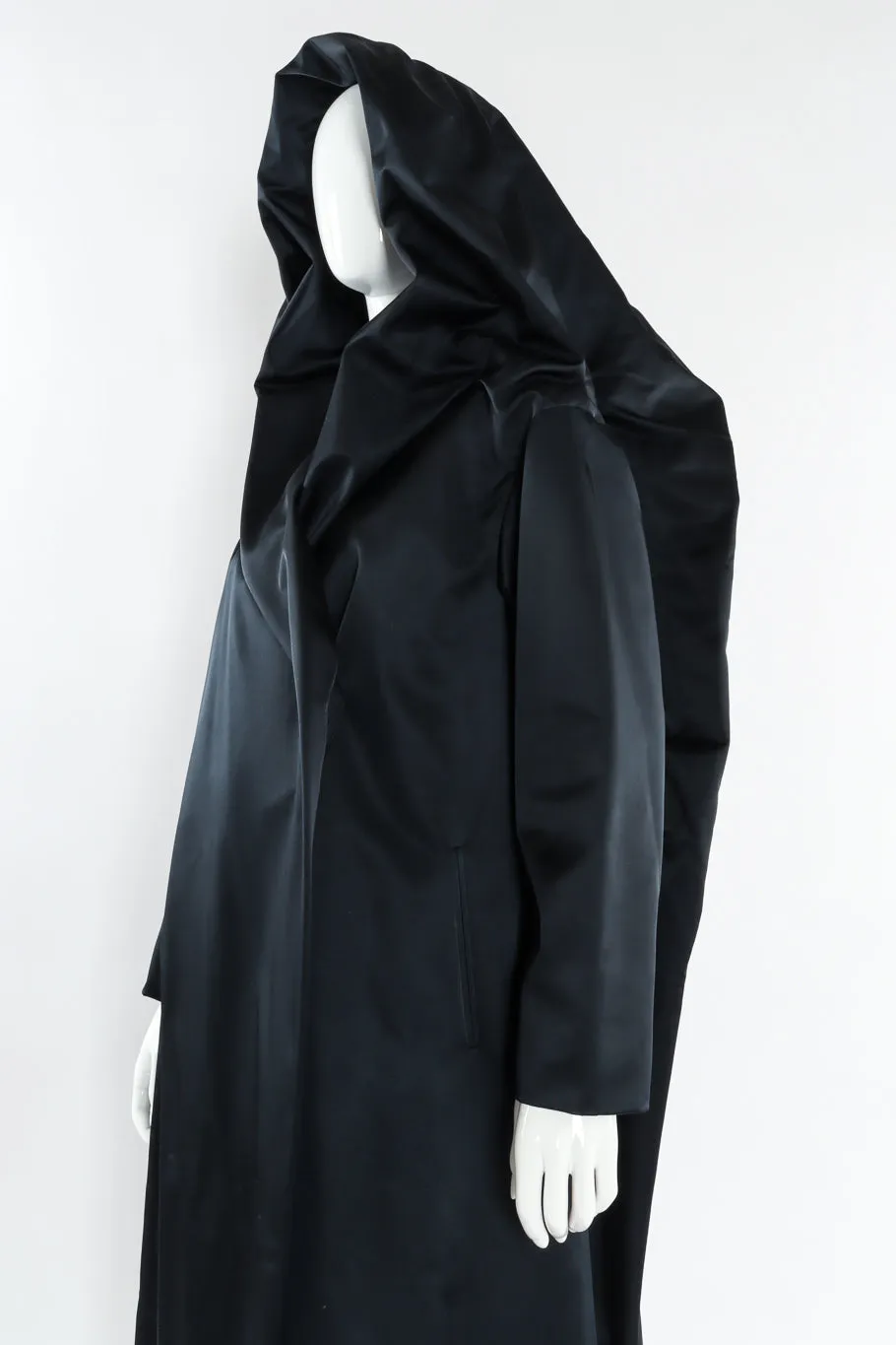 Hooded Satin Overcoat