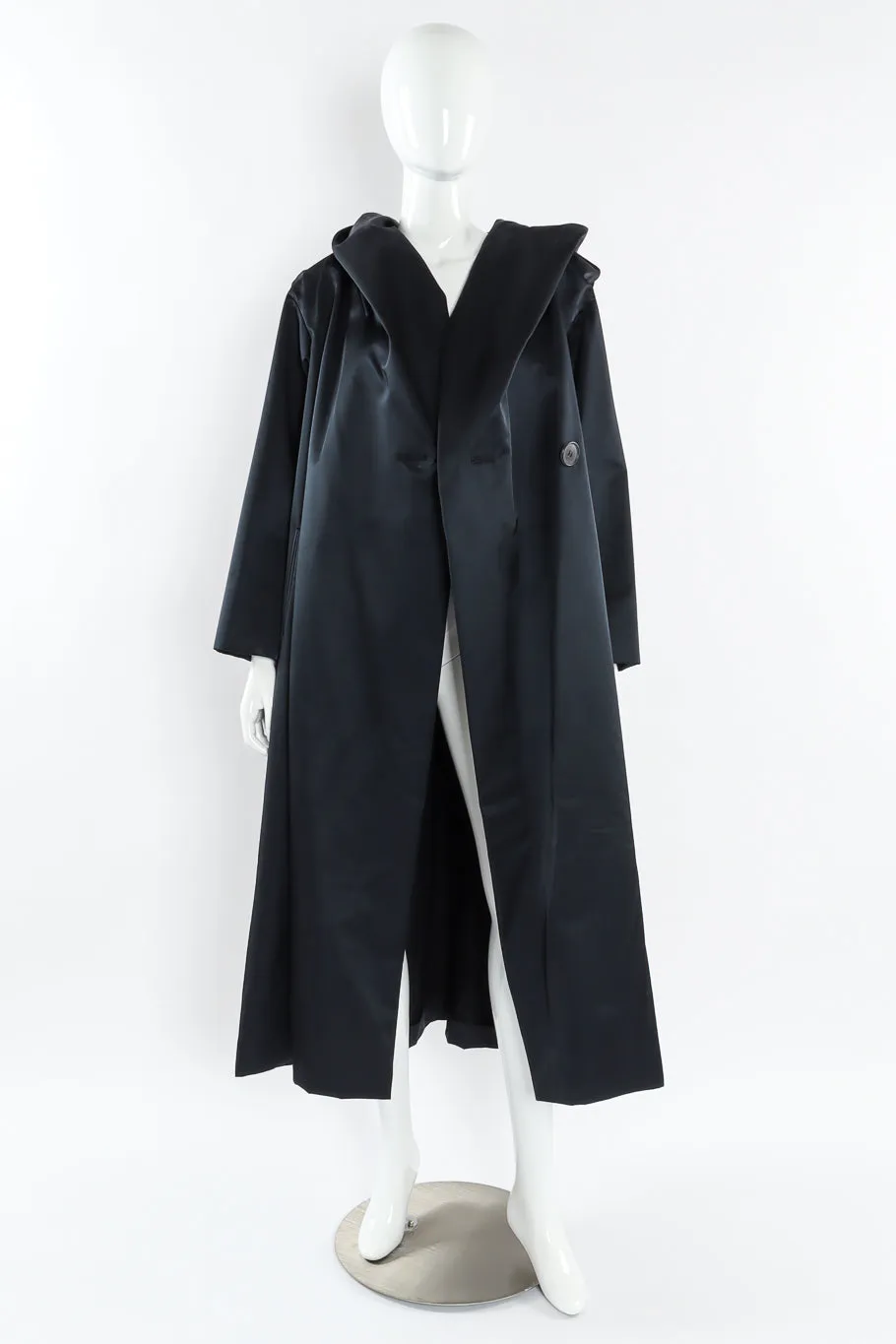 Hooded Satin Overcoat