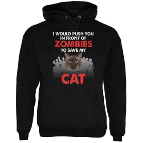 I Would Push You Zombies Cat Black Adult Hoodie