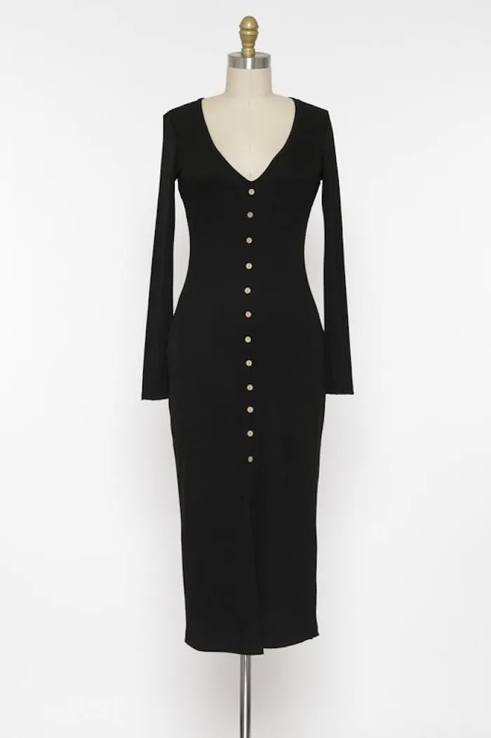 Jackie's Black Button Dress