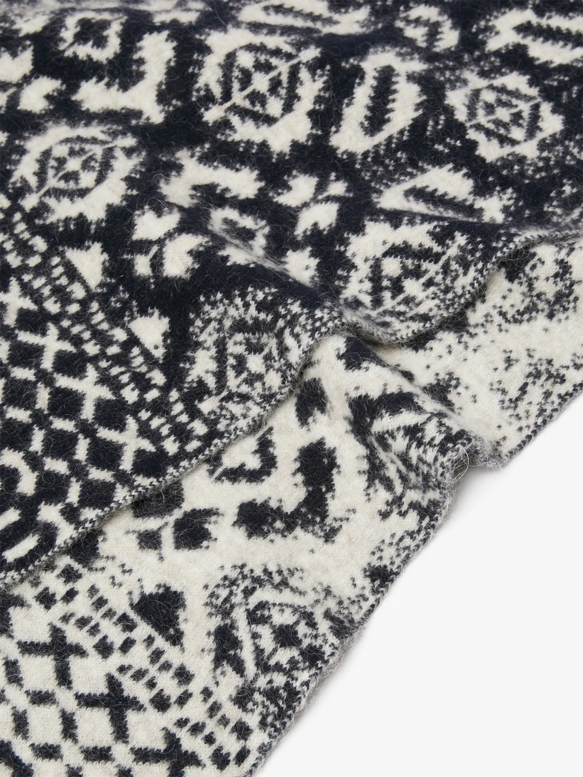 Jacquard-knit wool and mohair scarf