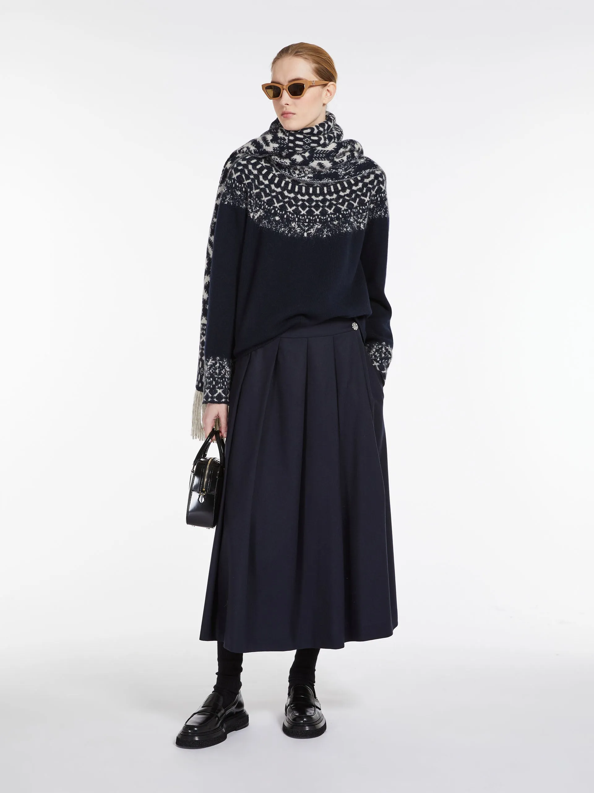 Jacquard-knit wool and mohair scarf