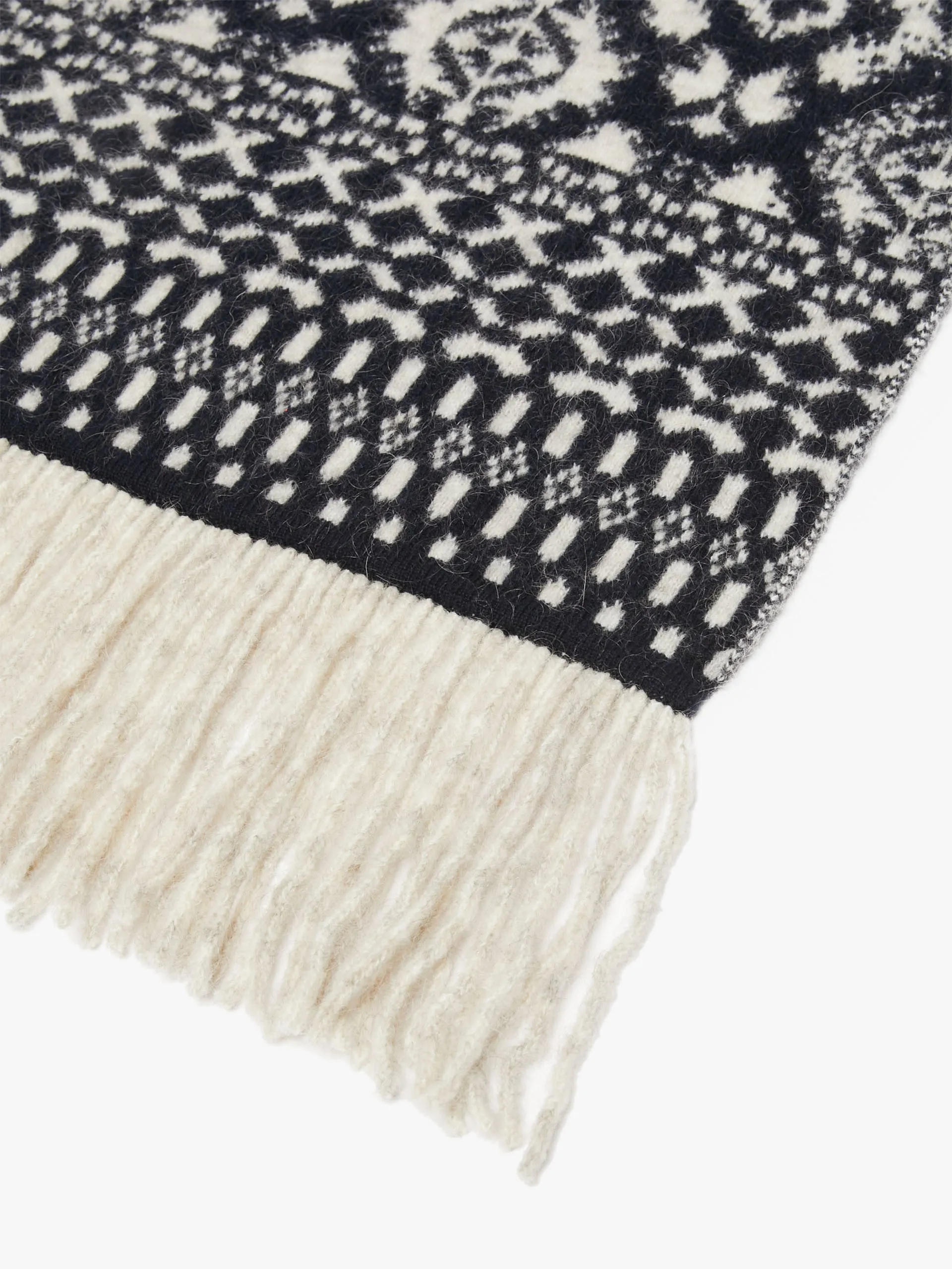 Jacquard-knit wool and mohair scarf