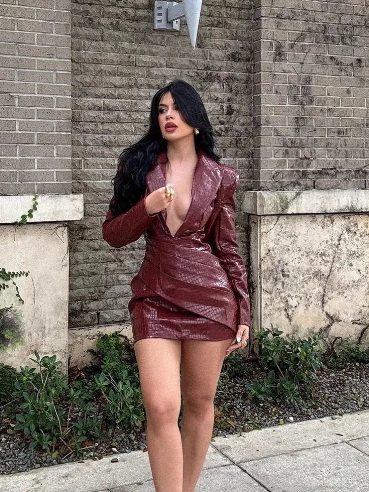 Keep It Smooth Red Leather Mini Dress