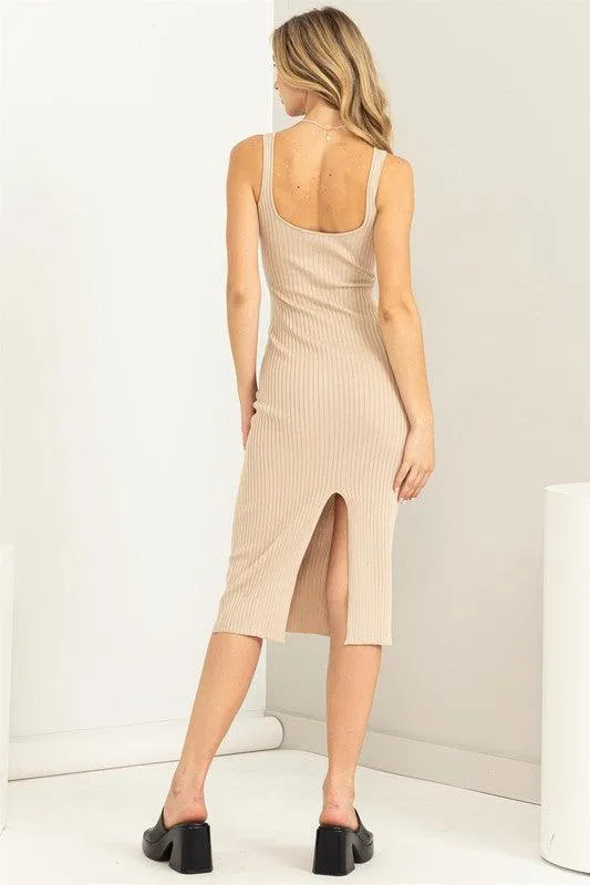 knit sweetheart neckline sleeveless midi dress
