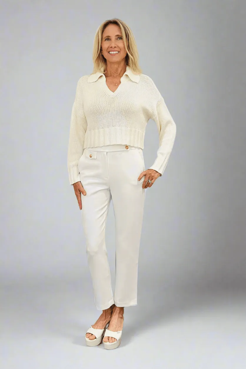 Knit V Neck Crop Top