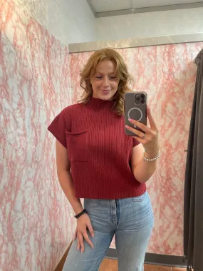 Knitted Mock Neck Crop Top
