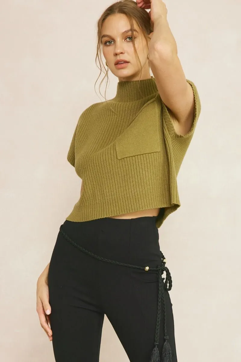 Knitted Mock Neck Crop Top
