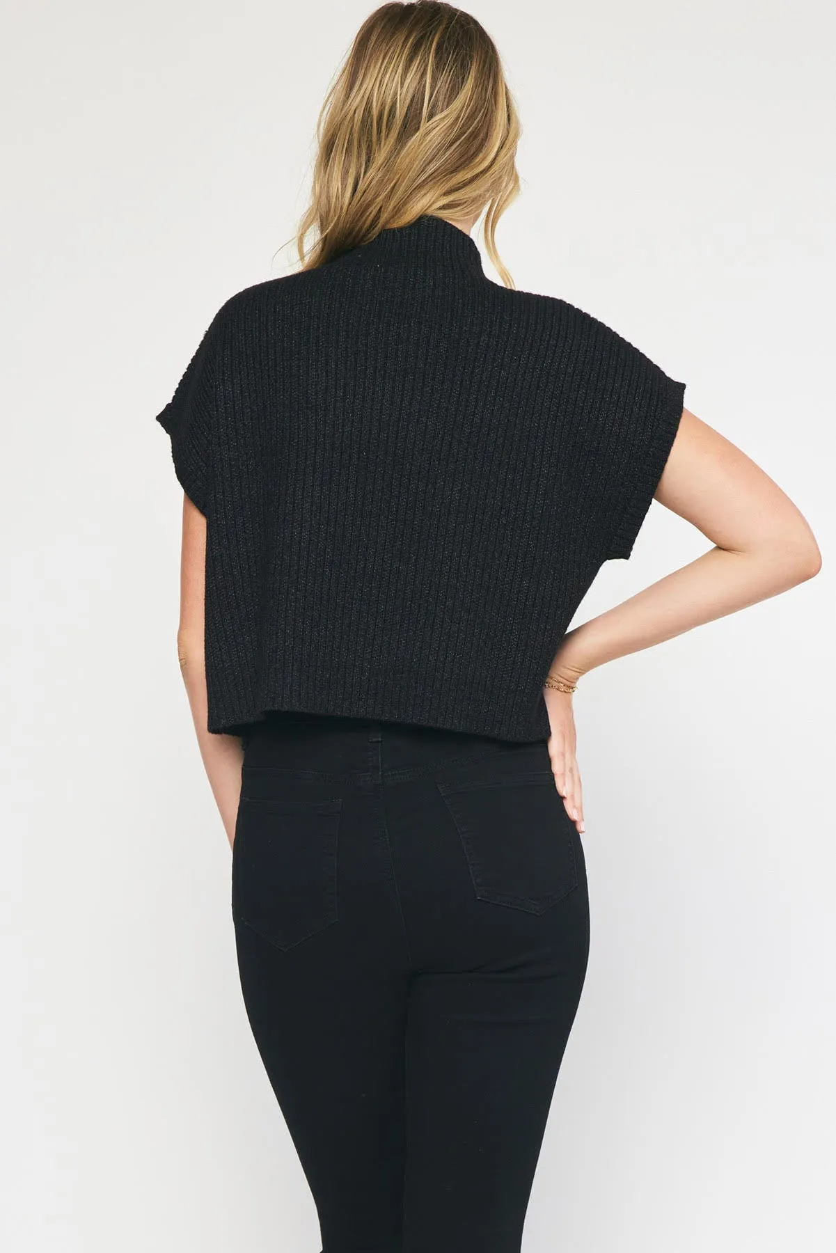Knitted Mock Neck Crop Top