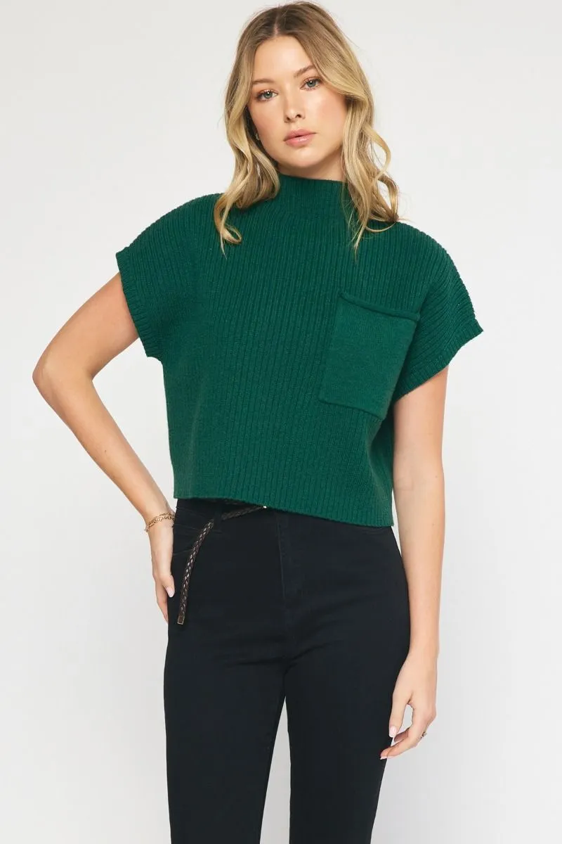 Knitted Mock Neck Crop Top