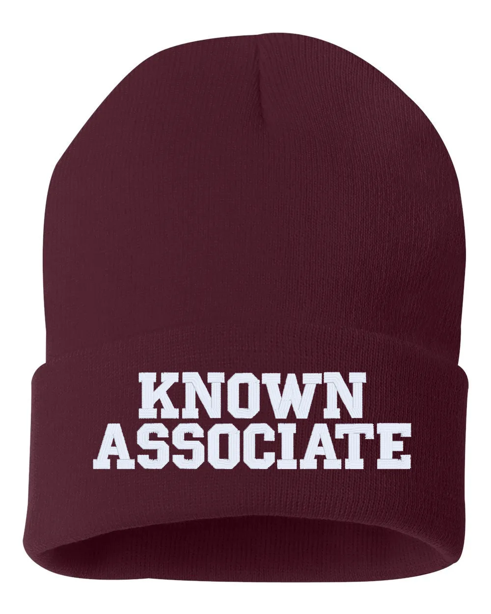 KNOWN ASSOCIATE Embroidered Cuffed Beanie Hat