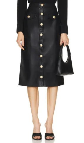 L'AGENCE Milann Midi Skirt in Black