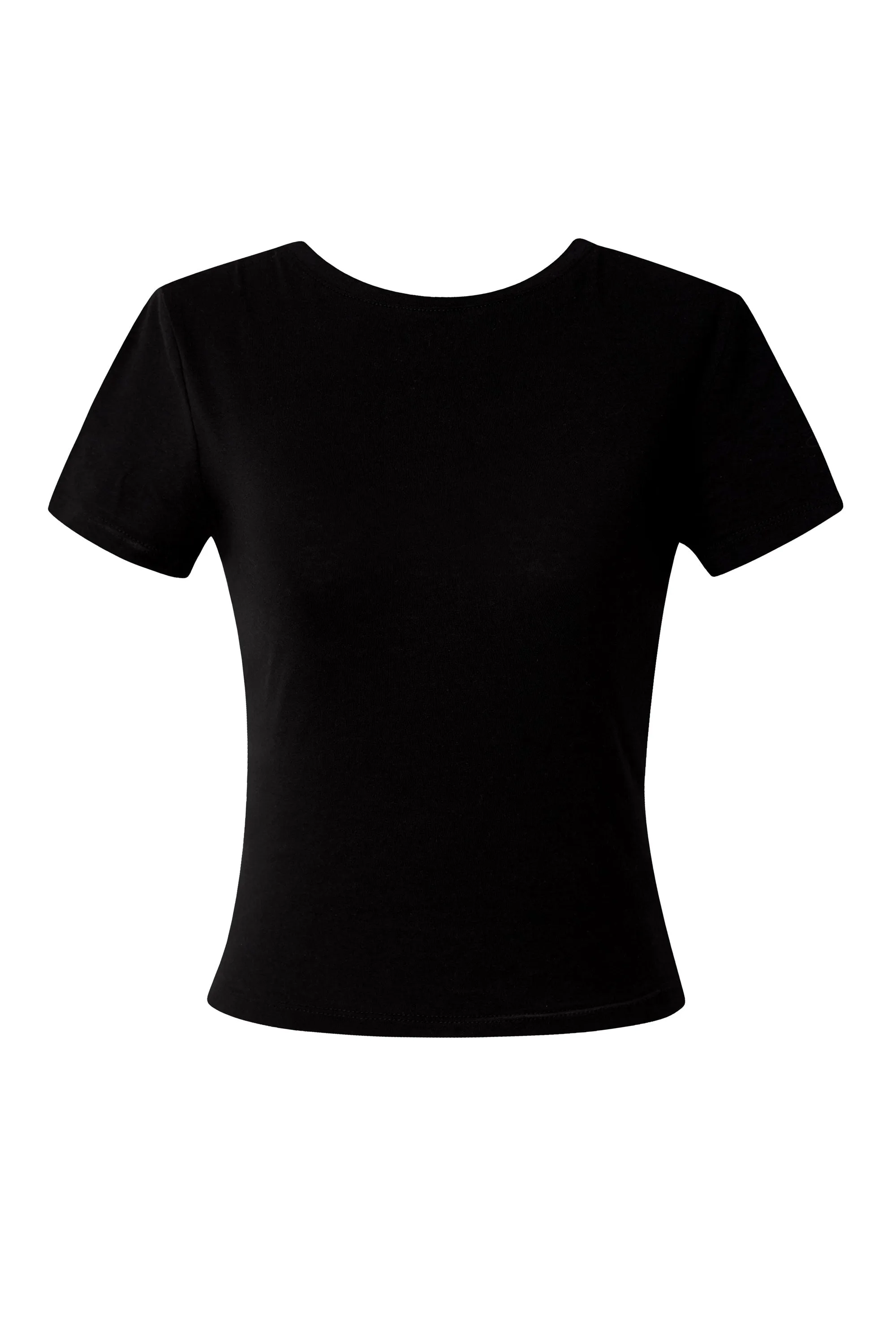 Lala Black Crew Neck Crop Top