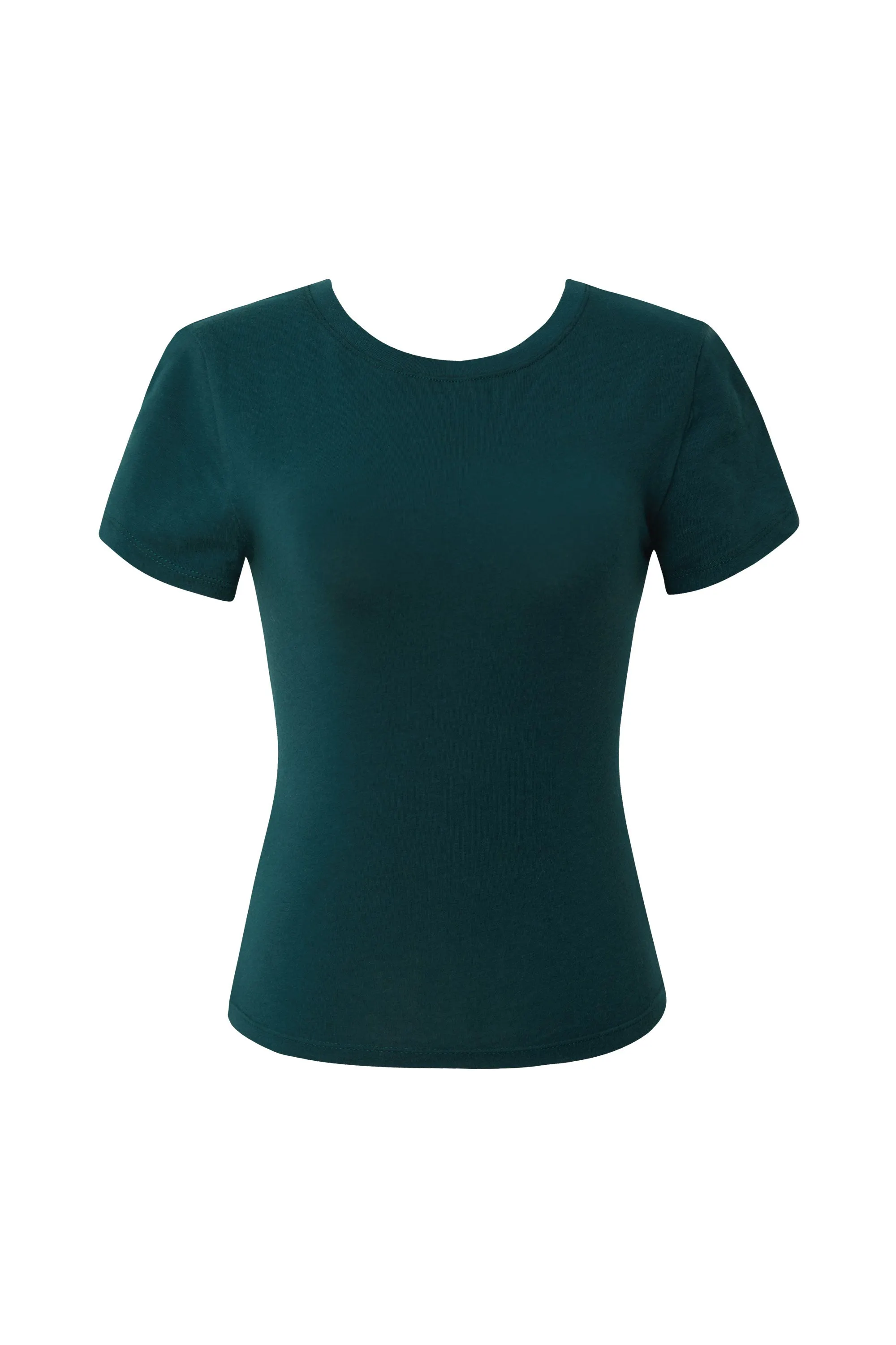 Lala Hunter Green Crew Neck Crop Top
