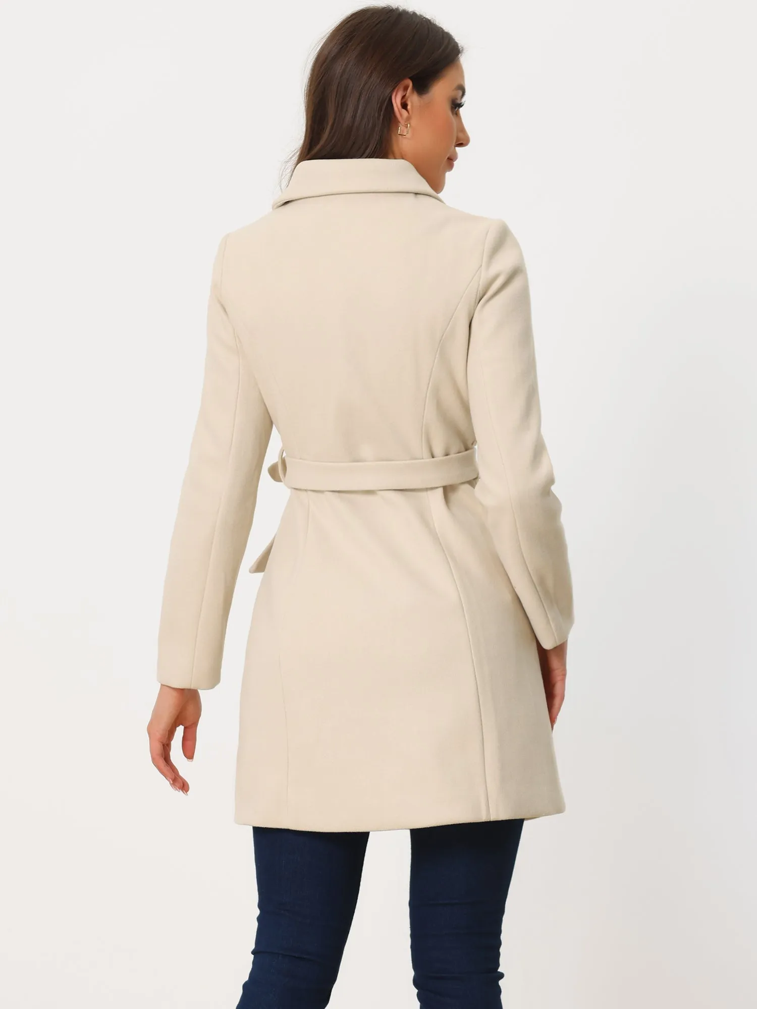 Lapel Double Breasted Slant Pocket Button Belted Pea Coats