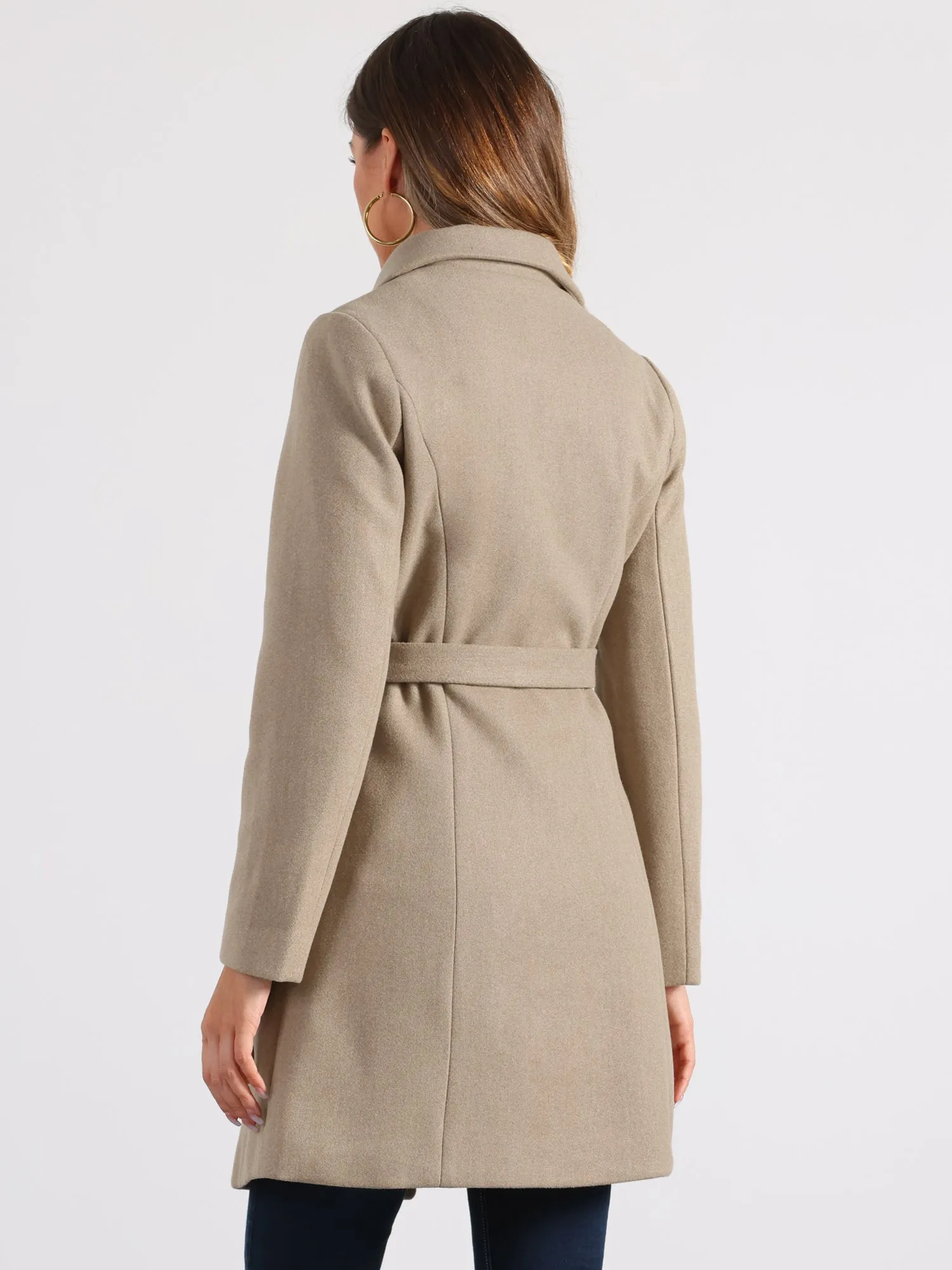 Lapel Double Breasted Slant Pocket Button Belted Pea Coats