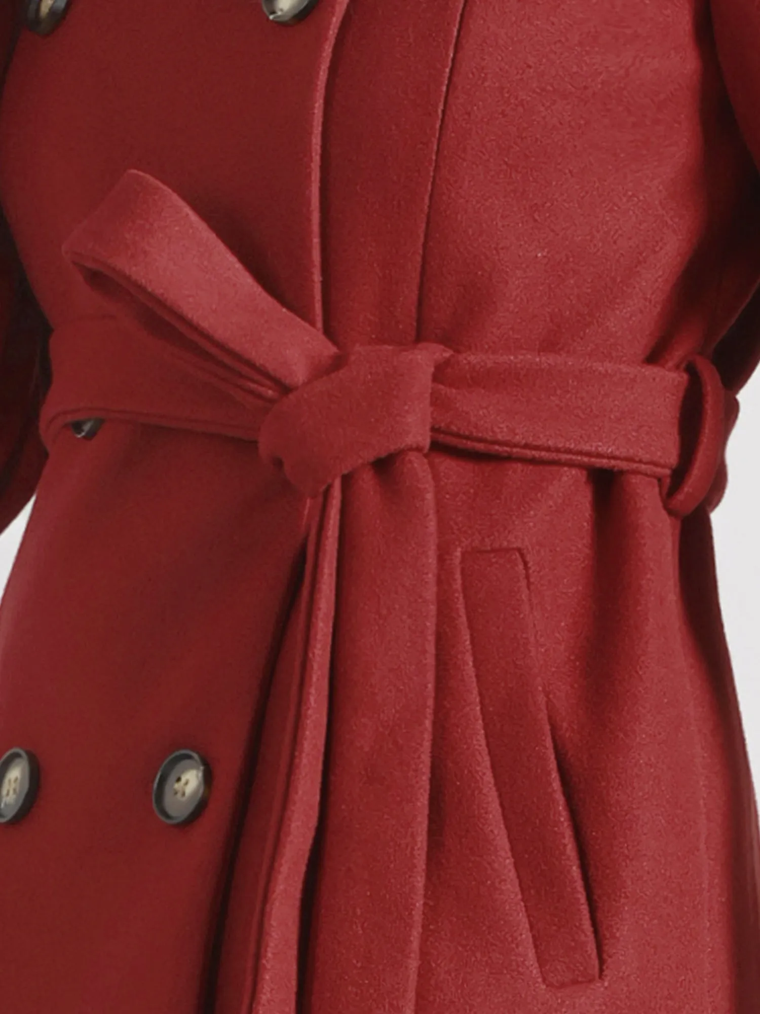 Lapel Double Breasted Slant Pocket Button Belted Pea Coats